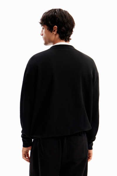 Shop Desigual Patchwork Message Sweatshirt In Black