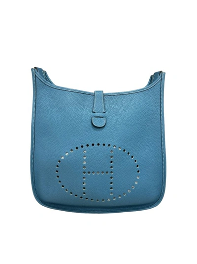Shop Hermes Evelyne Gm Togo Blue Jean