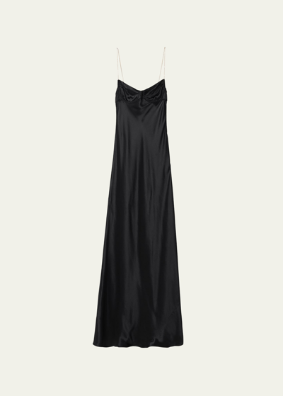 Shop Miu Miu Full Length Dress In F0002 Nero