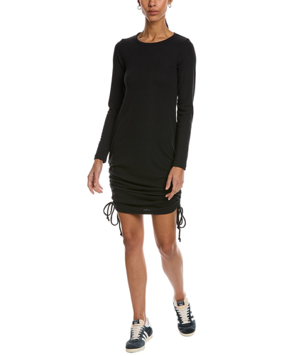Shop Chaser Cinched Linen-blend Midi Dress In Black