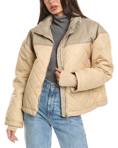 Shop Weworewhat Colorblock Quilted Puffer Jacket In Beige