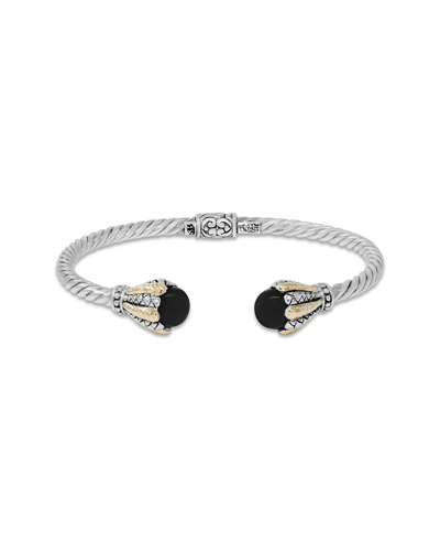 Samuel B. 18k & Silver 4.68 Ct. Tw. Onyx Twisted Cable Bangle Bracelet