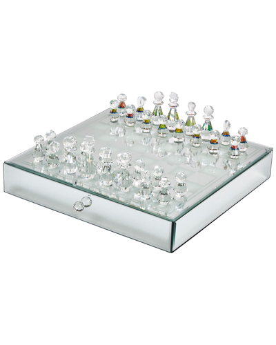 Sagebrook Home Crystal Mirrored Chess Set In Silver