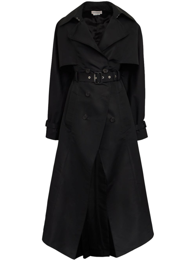 Shop Alexander Mcqueen Cutaway Pleated Trench Coat - Women's - Polyester In Black