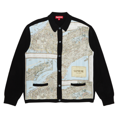 Pre-owned Supreme Silk Map Cardigan 'black'