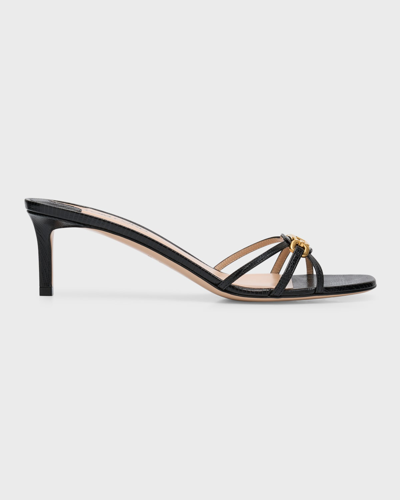 Shop Tom Ford Whitney Embossed Chain Mule Sandals In Black 1n001