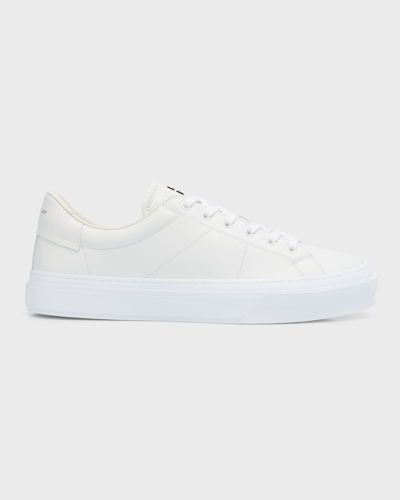 Shop Givenchy Men's City Sport Leather Low-top Sneakers In White