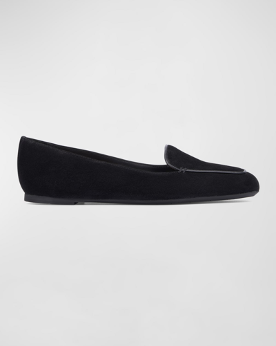 Shop Aquatalia Judie Suede Flat Loafers In Black