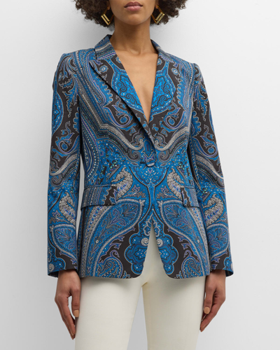 Shop Kobi Halperin Kinsley Single-button Paisley-print Jacket In Ocean Multi