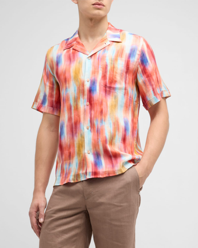 Shop Vilebrequin Men's Ikat-print Short-sleeve Shirt In Multicolor
