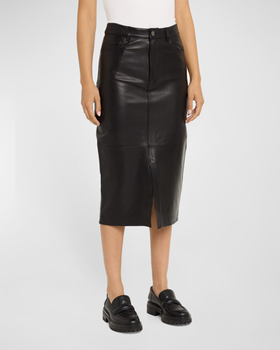 Shop Frame The Leather Midaxi Skirt In Black