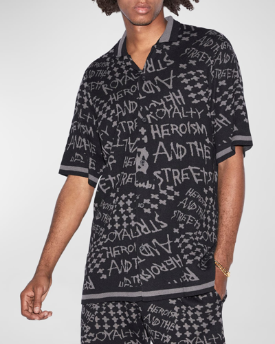 Shop Ksubi Men's Heroism Knit Resort Shirt In Black