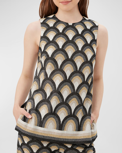 Trina Turk Haruto Sleeveless Scalloped Intarsia Top In Multi