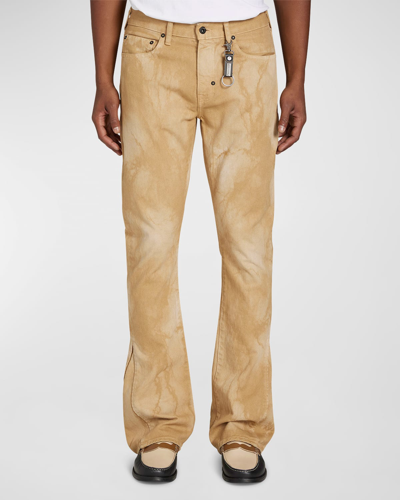 Shop Prps Men's Crinkle-effect Khaki Denim Flare Jeans