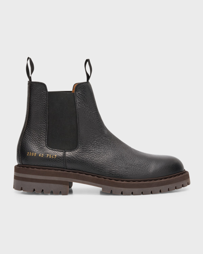 Shop Common Projects Men's Leather Chelsea Boots In Black