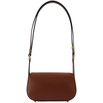 Shop Valentino Small Shoulder Bag Vlogo Chain Vit. Dauphine/a. Brass Morsetto In Brown