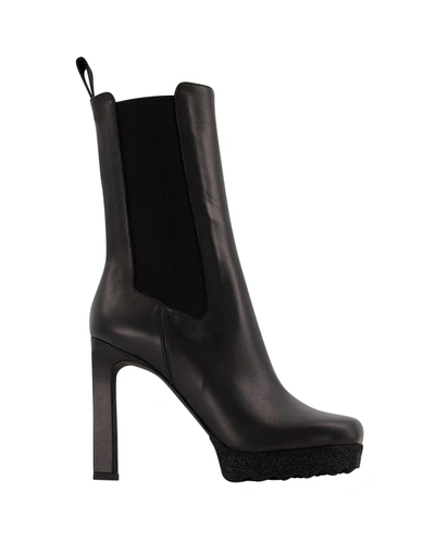 Shop Off-white Sponge Sole High Chelsea Boots In Black Leather
