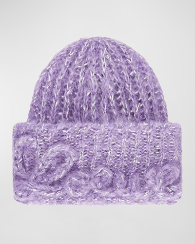 Shop Loewe Logo Crochet Mohair-blend Beanie In 6180 Parma Violet