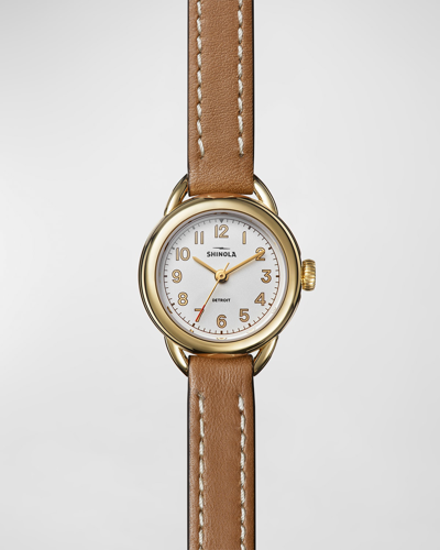 Shop Shinola Runabout Leather Double-wrap Watch, 25mm In Lghtsilver
