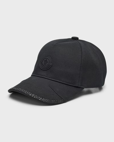 Moncler Logo Patch Curved Peak Baseball Cap In Black