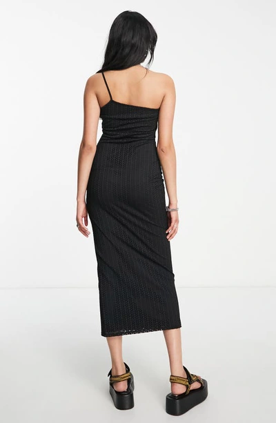 Shop Asos Design One Shoulder Lace Dress In Black