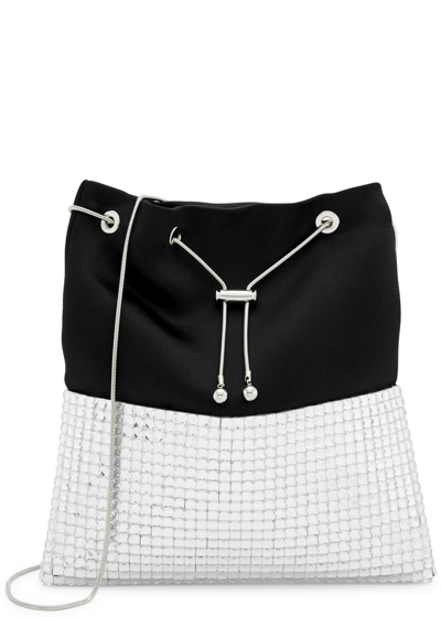 Shop Rosantica Zilli Vetro Crystal-embellished Satin Pouch In Black And Silver