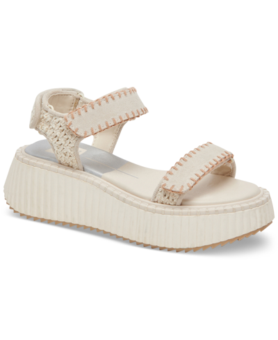Shop Dolce Vita Women's Debra Flatform Slingback Sandals In Ivory Suede