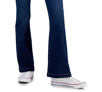 Shop Dollhouse Juniors' High-rise Belted Flare-leg Jeans In Northshore
