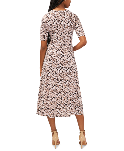 Shop Msk Women's Printed Button-front Midi Dress In Khaki Haze