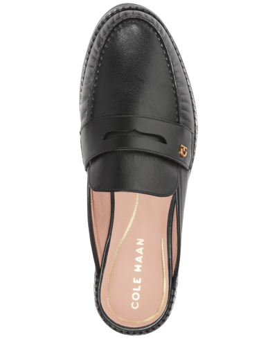 Shop Cole Haan Women's Lux Pinch Penny Mule Flats In Black Leather