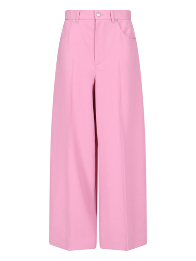 Shop Gucci Palazzo Wool Pants In Pink