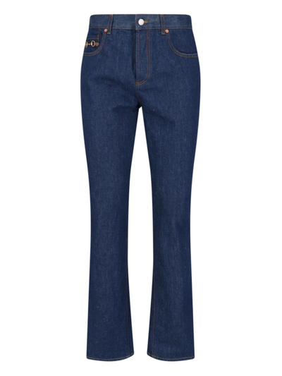 Shop Gucci Slim Clamp Detail Jeans In Blue