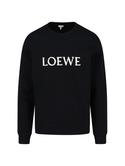 Shop Loewe Logo Crewneck Sweatshirt In Black  