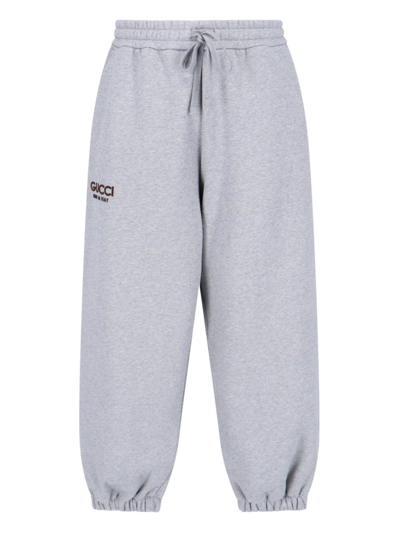 Shop Gucci Logo Track Pants In Gray