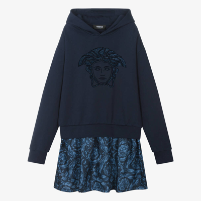Shop Versace Teen Girls Blue Medusa Sweatshirt Dress