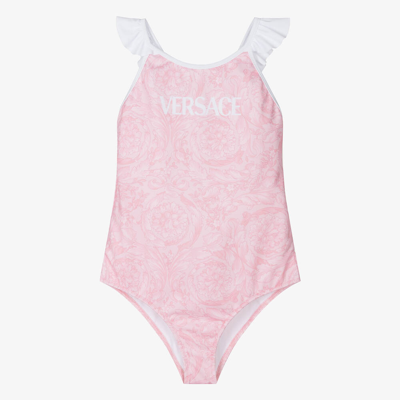 Shop Versace Teen Girls Pink Barocco Swimsuit