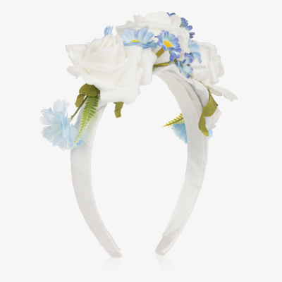 Shop Piccola Speranza Girls White & Blue Floral Hairband
