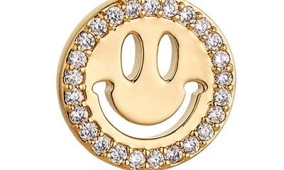 Shop Ajoa Cheeky Smiley Face Cz Pendant Necklace In Gold