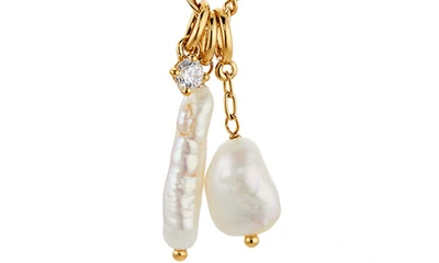 Shop Ajoa Reflection Cultured Pearl & Cz Pendant Necklace In Gold