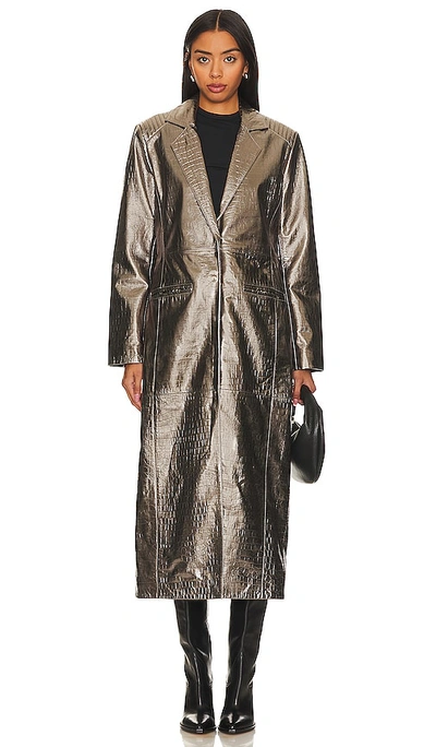 Shop Understated Leather Test Drive Coat In Gunmetal
