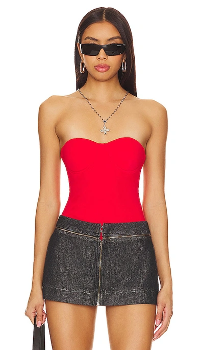 Shop Superdown Stef Bustier Bodysuit In Red