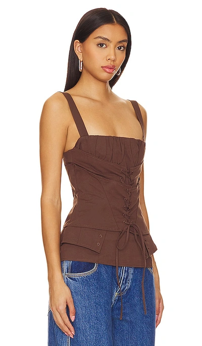 Shop Lioness In Bloom Top In Chocolate