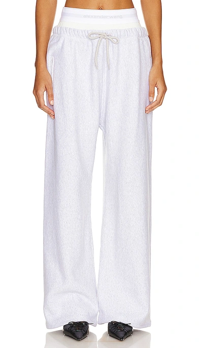 Shop Alexander Wang Wide Leg Sweatpant With Exposed Brief In Light Heather Grey