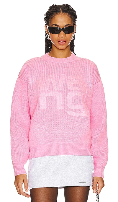 Shop Alexander Wang Debossed Stacked Logo Unisex Pullover In Prism Pink
