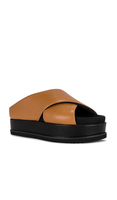 Shop R0am Cross Stack Sandal In Cognac