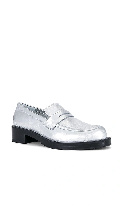 Shop Stuart Weitzman Palmer Bold Loafer In Silver