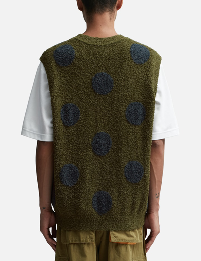 Shop Brain Dead Teddy Fur Dot Knit Sweater Vest In Green