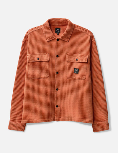 Shop Brain Dead Waffle Button Front Shirt In Orange