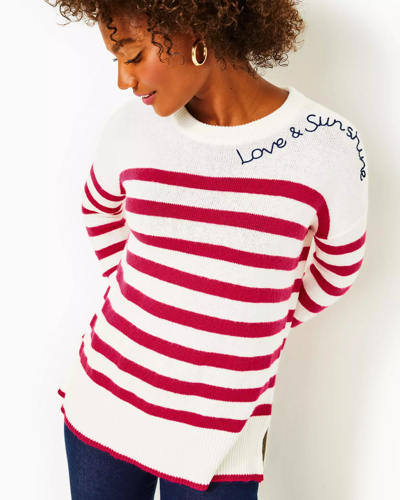 Shop Lilly Pulitzer Quince Sweater In Poinsettia Red Cruise Stripe