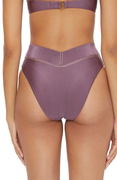 Shop Becca Color Sheen High Leg Bikini Bottoms In Fig